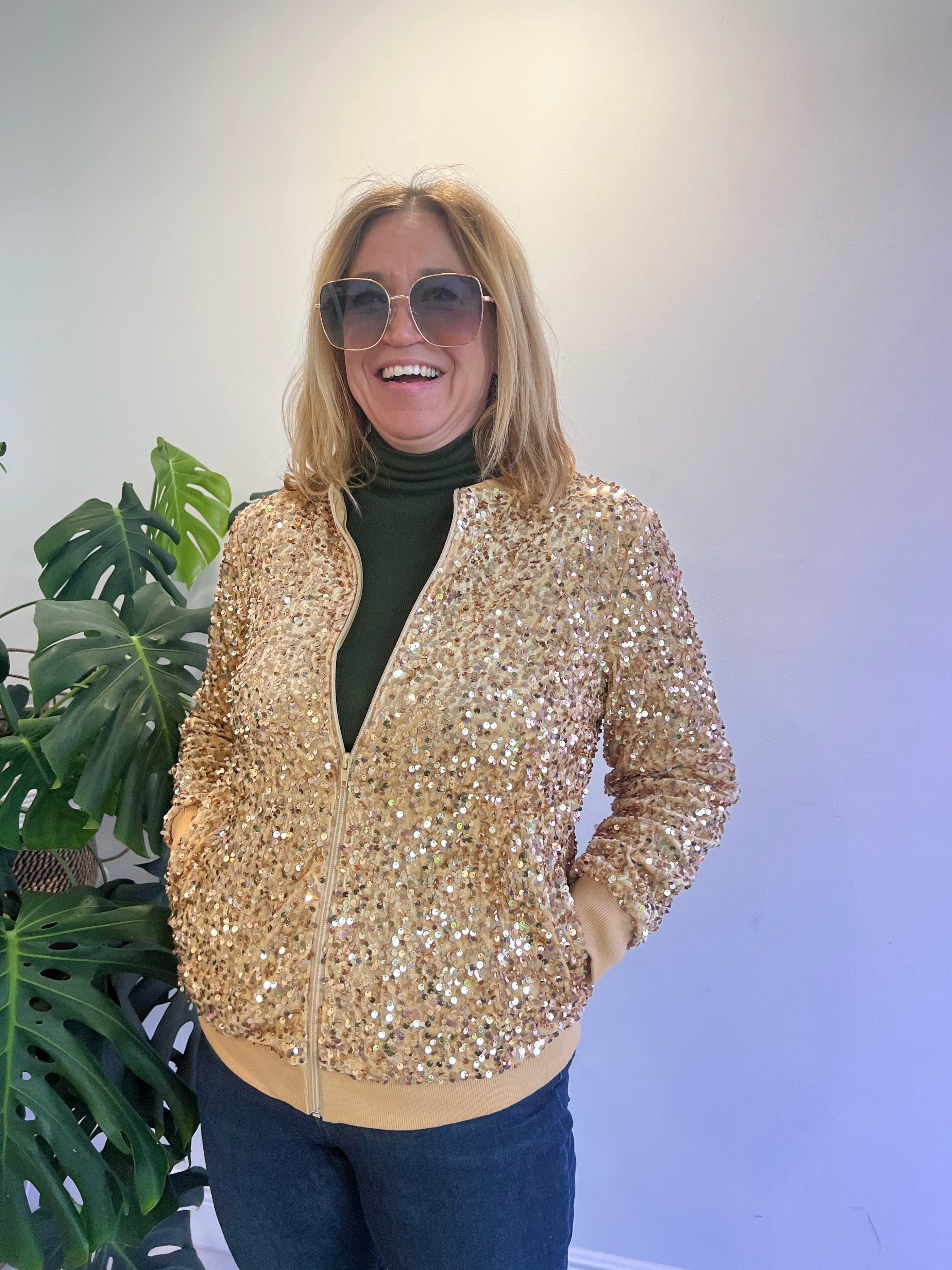 Lulu Bebe Lulu Bebe Women's Gold Sequin Jacket - Little Miss Muffin Children & Home