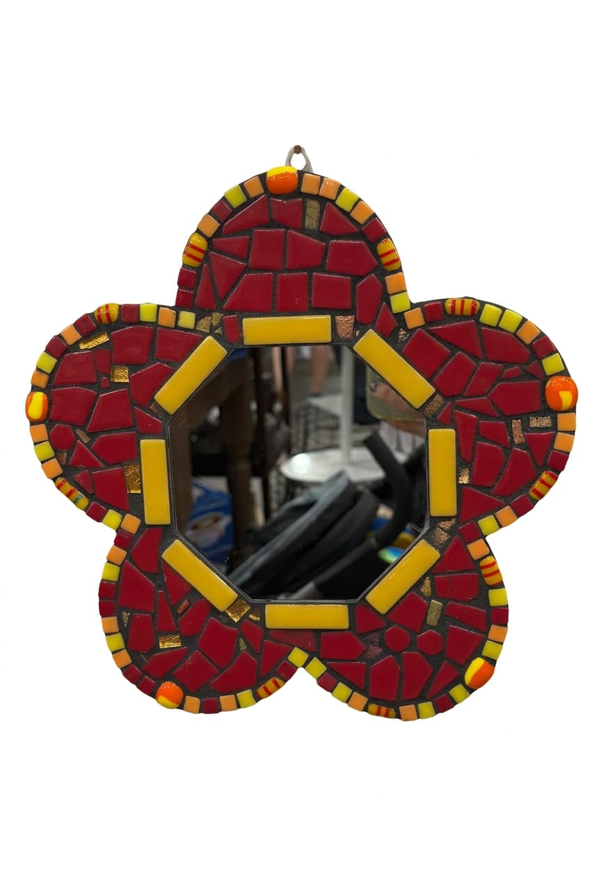 Ginger Kelly Glass Hand Blown Glass Mosaic Red Tile with Mirror - Little Miss Muffin Children & Home