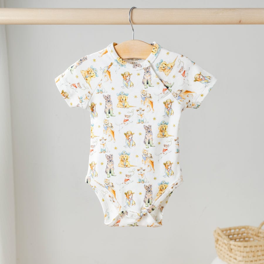 Nola Tawk Nola Tawk Cowboy Pups Organic Cotton Baby Onesie - Little Miss Muffin Children & Home