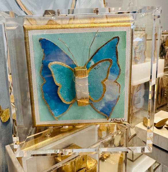 Dana Manly Art Watercolor Butterfly in Shadowbox 6x6 - Little Miss Muffin Children & Home
