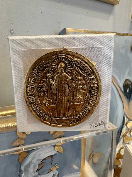 Dana Manly Art St Benedict 4x4, Available in Medal or Saint - Little Miss Muffin Children & Home