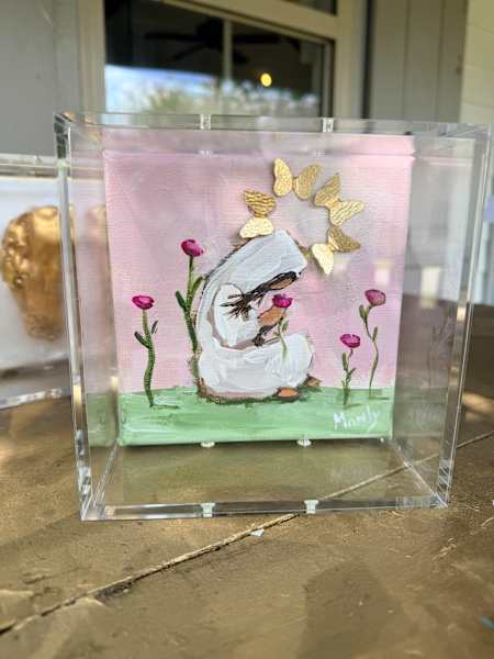 Mary and the Flowers 6”x6” Shadowbox