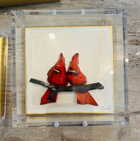 Lovebirds in Shadowbox 6x6