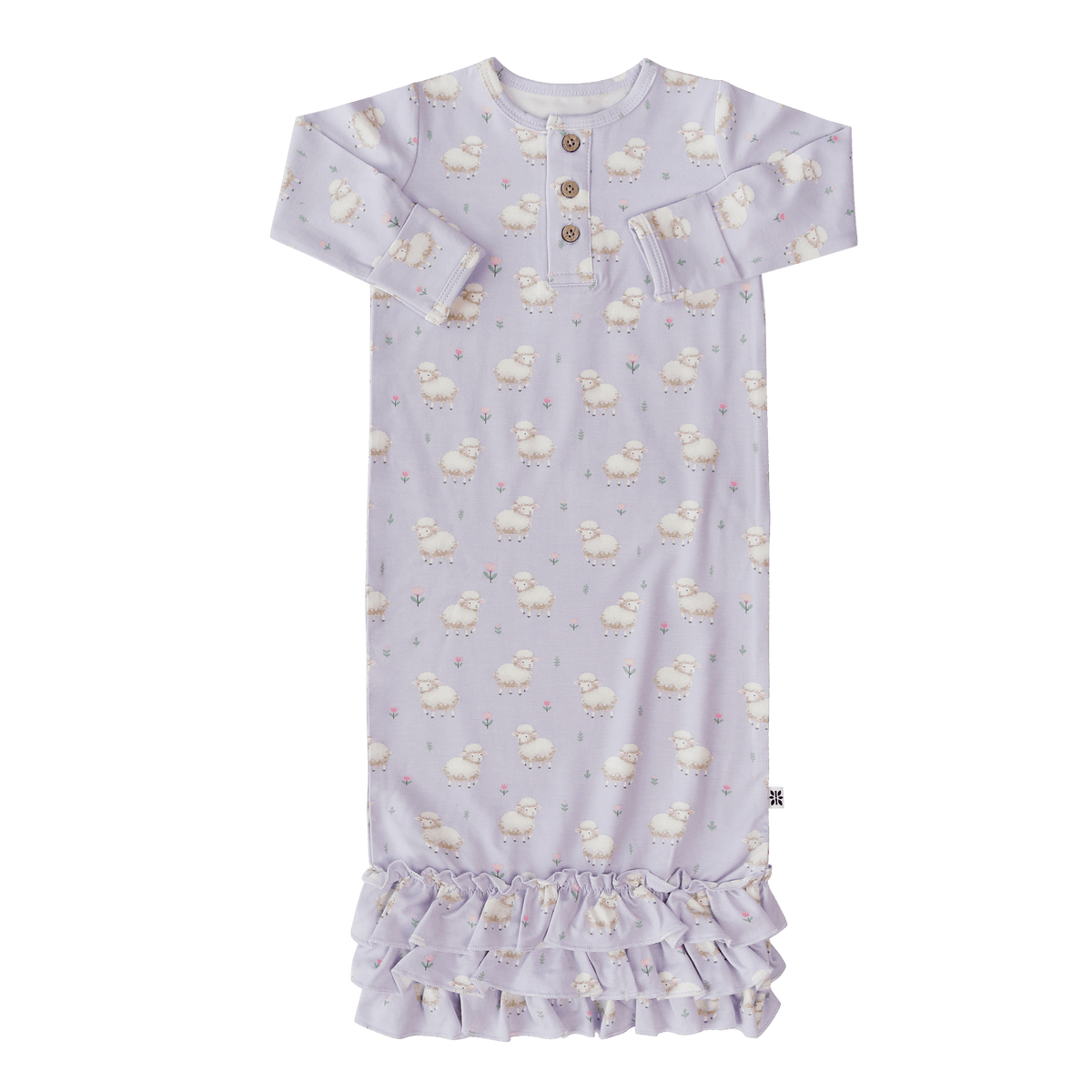 Precious Little Lamb Ruffle Receiving Gown