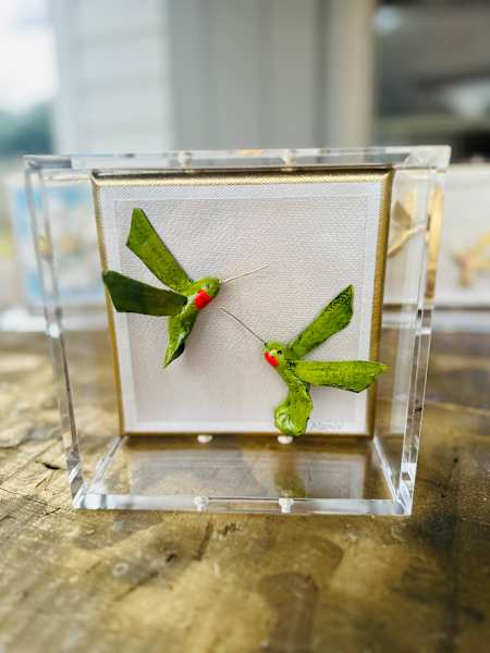 Dana Manly Art Green Hummingbird 6x6 In Shadowbox - Little Miss Muffin Children & Home