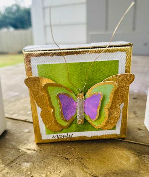 Dana Manly Art Mardi Gras Butterfly 4x4 - Little Miss Muffin Children & Home