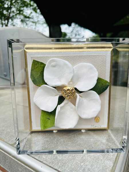 Mary Magnolia with Miraculous Medal 6x6 in Shadowbox