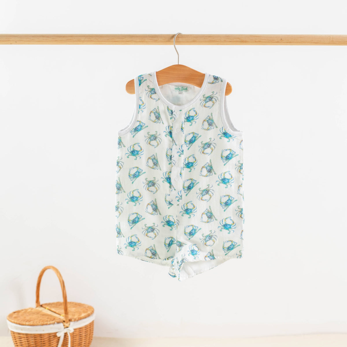 Nola Tawk Nola Tawk Catching Crabs Organic Muslin Shortall - Little Miss Muffin Children & Home