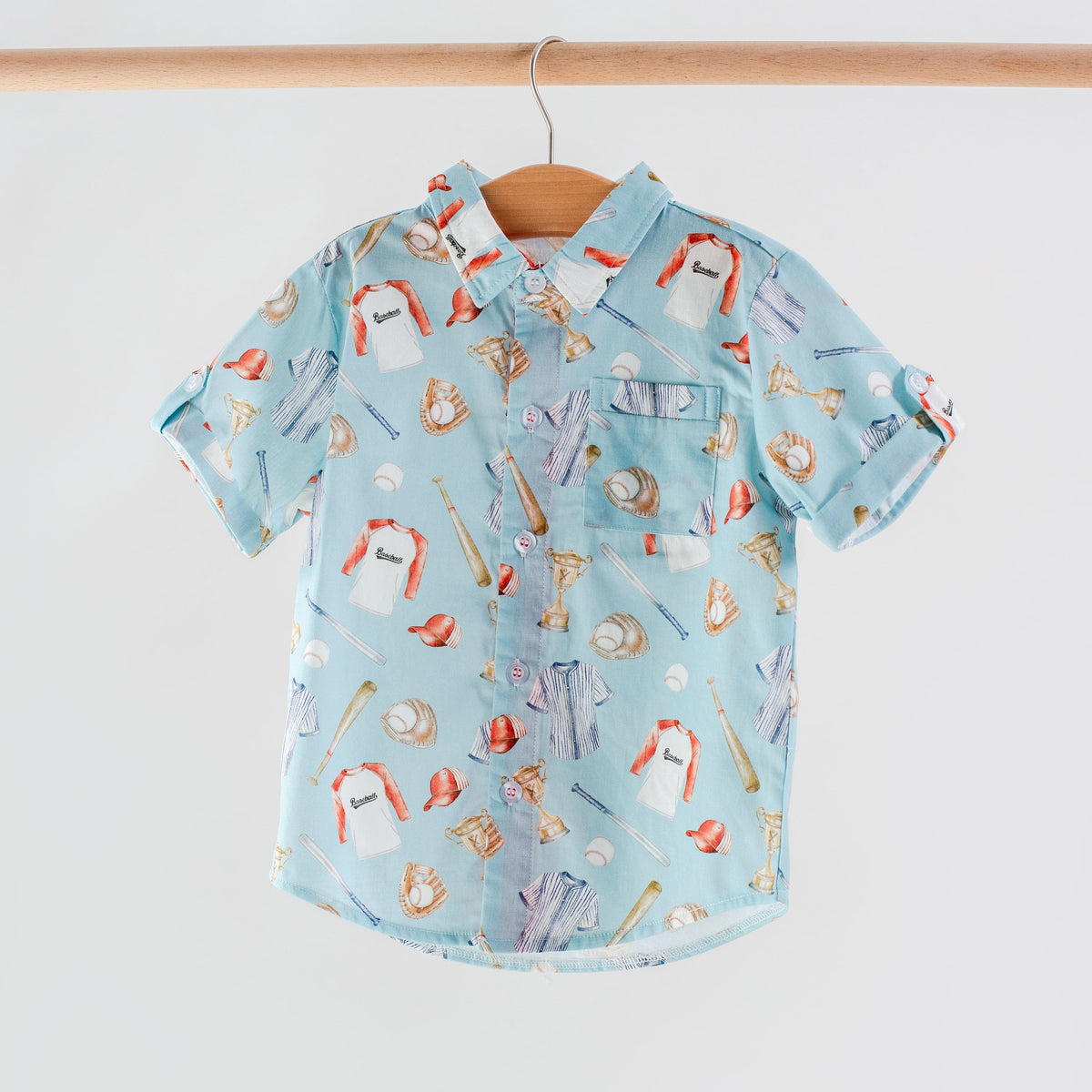 Let's Play Ball Short Sleeve Collared Shirt