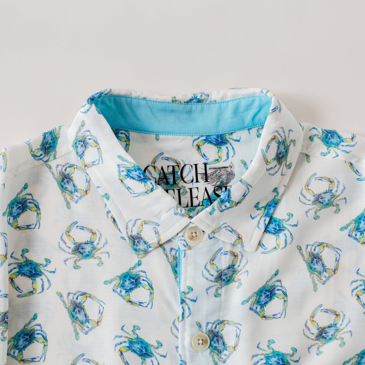 Nola Tawk Nola Tawk Blue Crab Men's Short Sleeve Button Down Shirt - Little Miss Muffin Children & Home