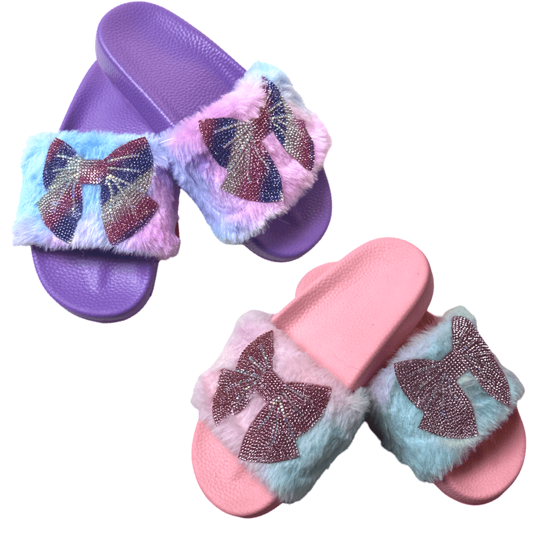 Bari Lynn Patch Slides with Crystal Bow Patch - Little Miss Muffin Children & Home