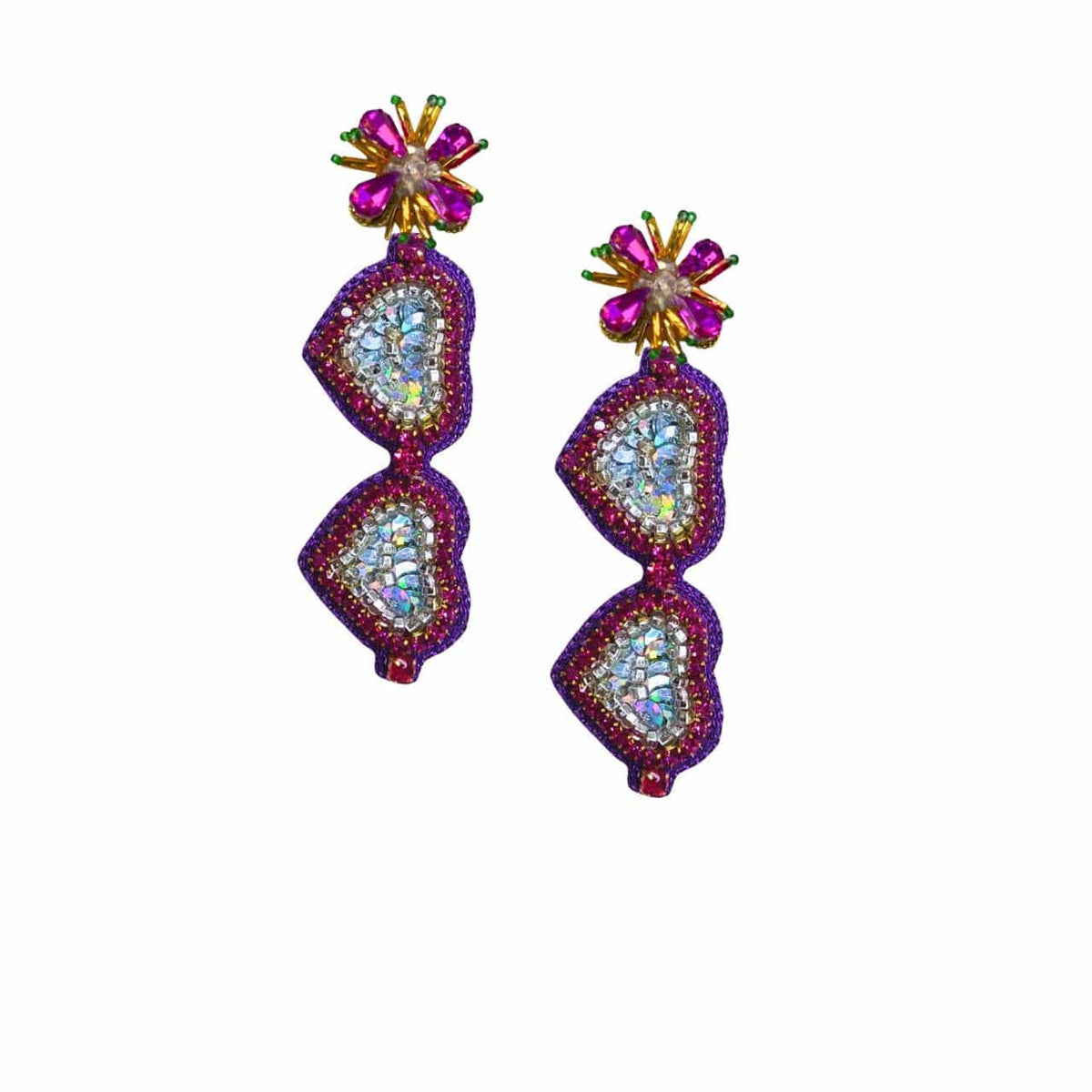 Purple Mardi Gras Sunglasses Earrings