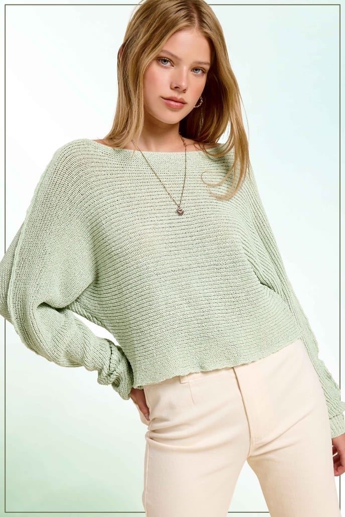 Boat Neck Off Shoulder Cozy Dolman Sleeve Sweater, 5 Available Colors