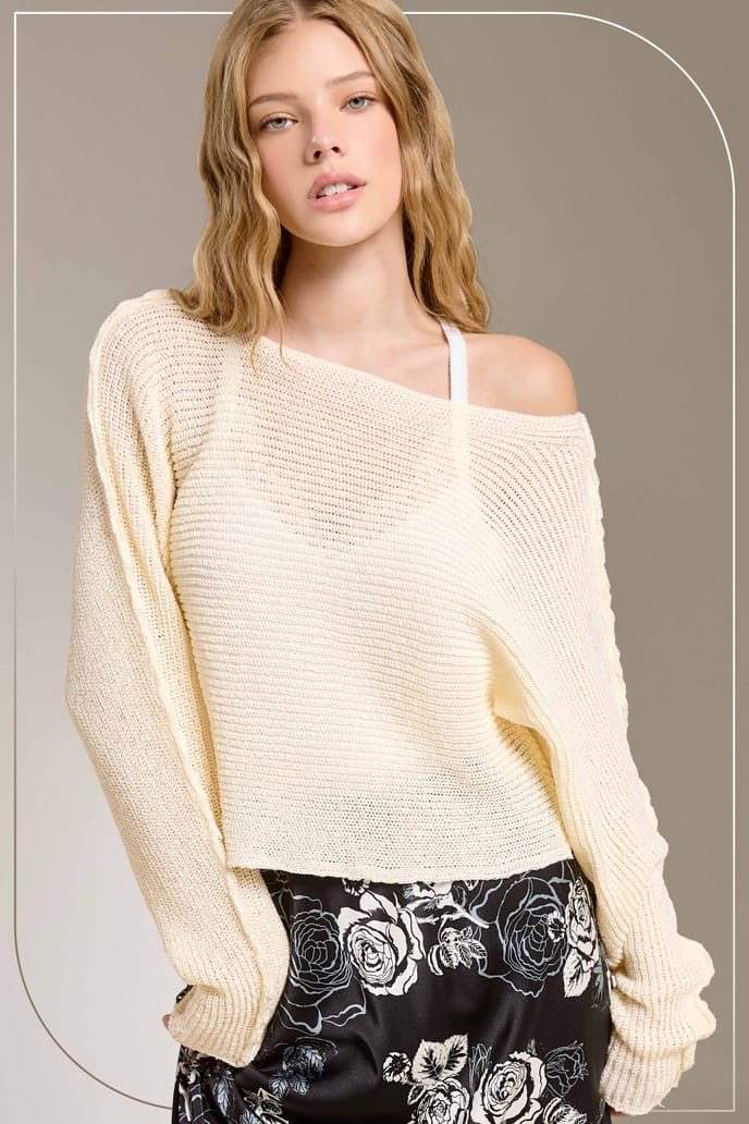 Boat Neck Off Shoulder Cozy Dolman Sleeve Sweater, 5 Available Colors