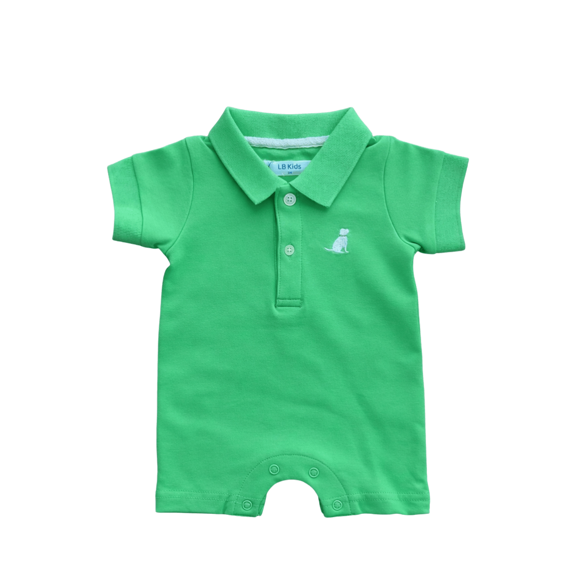 Jacob Short Sleeve Polo Romper in Grass Green