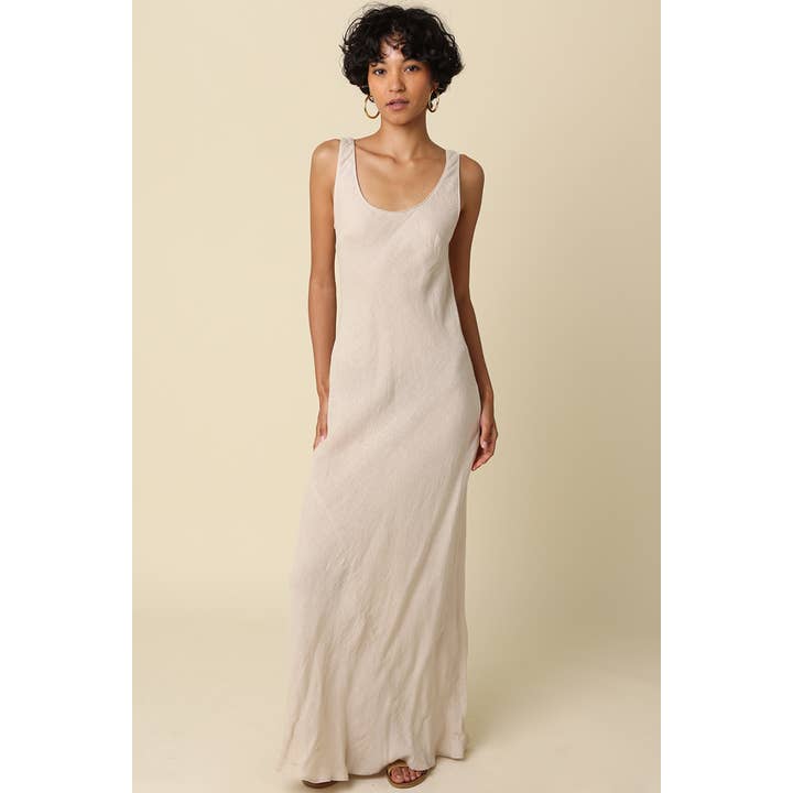 Jaime Scoop Neck Linen Maxi Dress