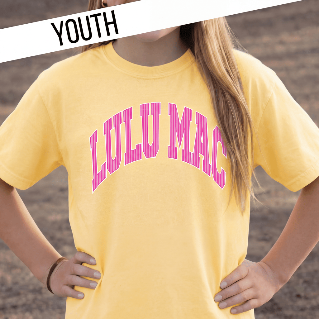 Lulu Mac Stripe Youth Butter Comfort Colors Tee by Girlie Girl Originals