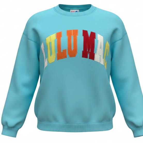 Girlie Girl Originals Kids' Lulu Mac Logo Light Blue/Multi Embroidered Sweatshirt - Little Miss Muffin Children & Home