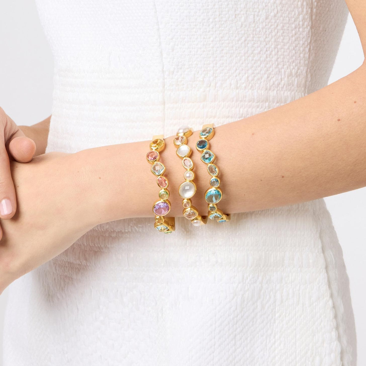 Julie Vos Julie Vos Kaleidoscope Hinge Bangle with Iridescent Clear Crystal Stones - Little Miss Muffin Children & Home