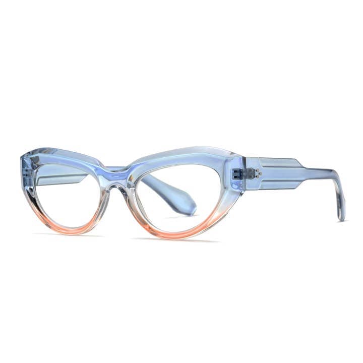 Keiko Transparent Blue Peach Blue Light Blocking Readers