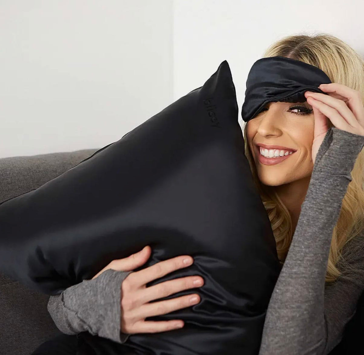 King-Sized Black Silk Pillowcase