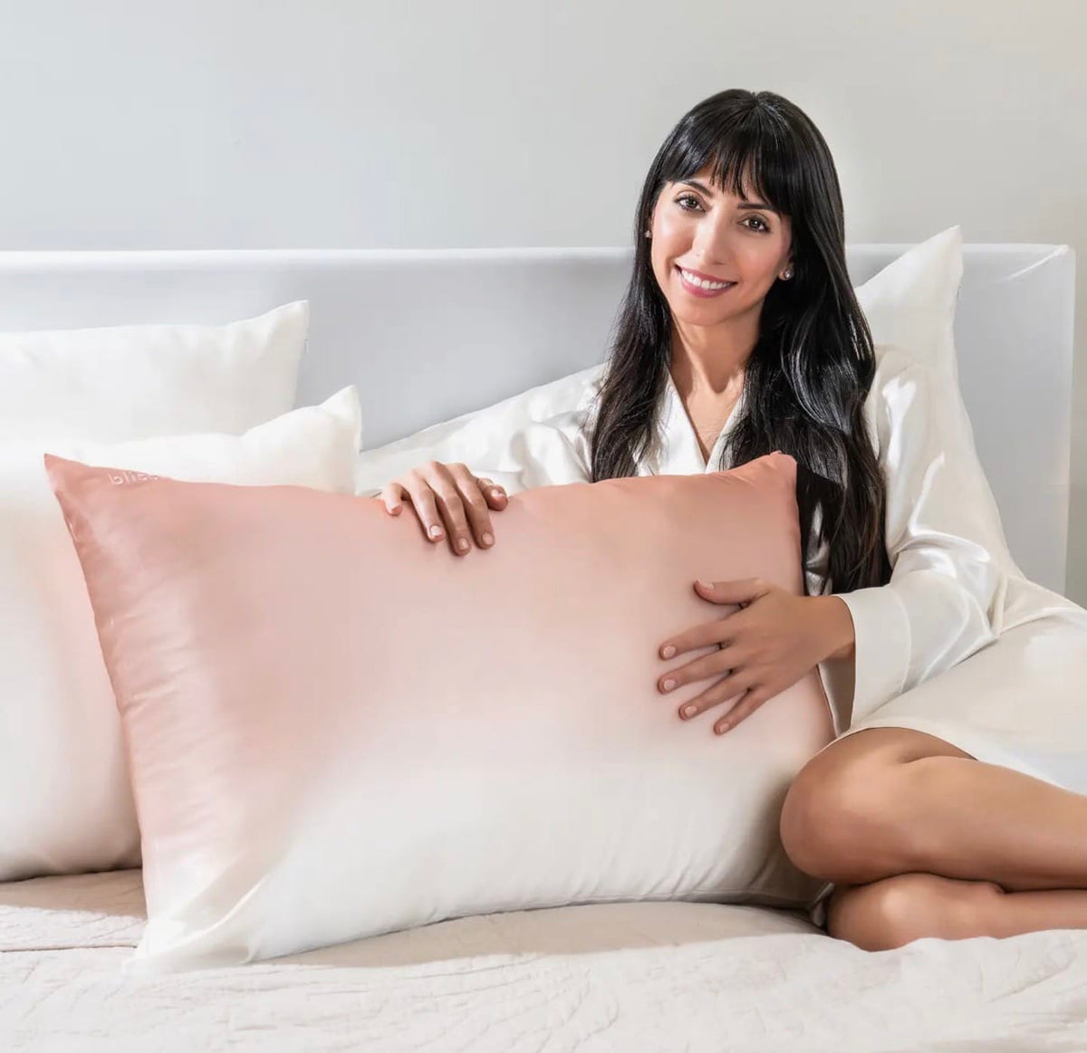 King-Sized Rose Gold Ombre Silk Pillowcase