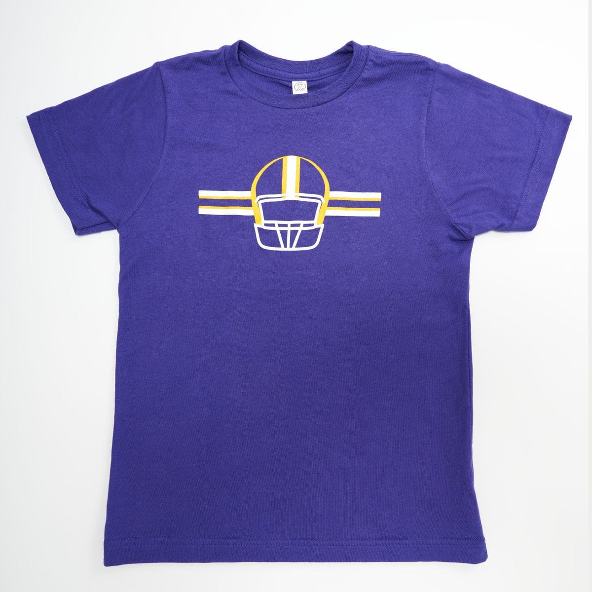 LSU helmet tee in purple and gold
