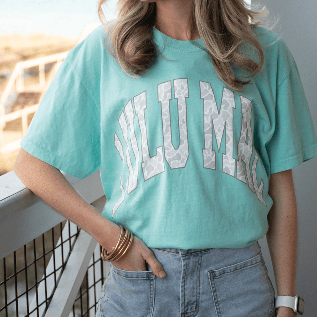 Lulu Mac Camo Adult Chalky Mint Comfort Colors Tee by Girlie Girl Originals