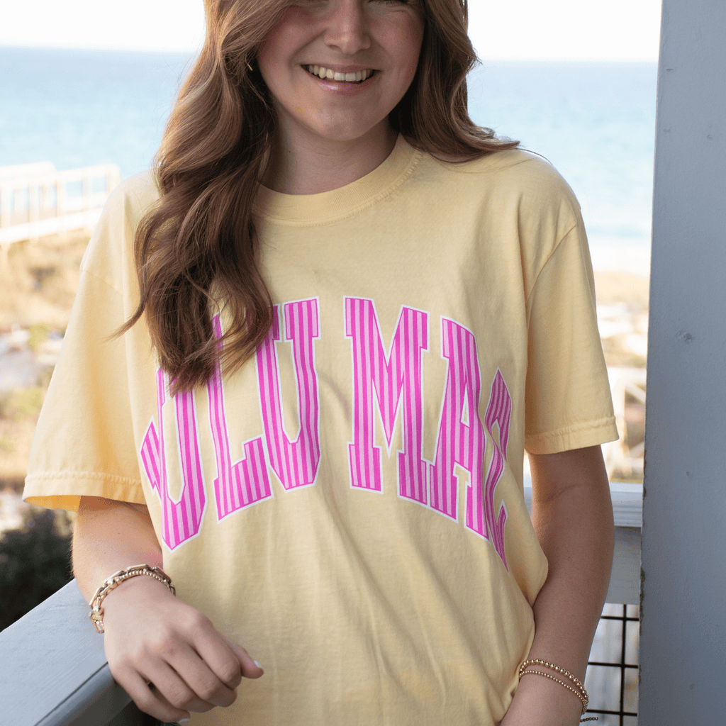 Lulu Mac Stripe Adult Butter Comfort Colors Tee by Girlie Girl Originals