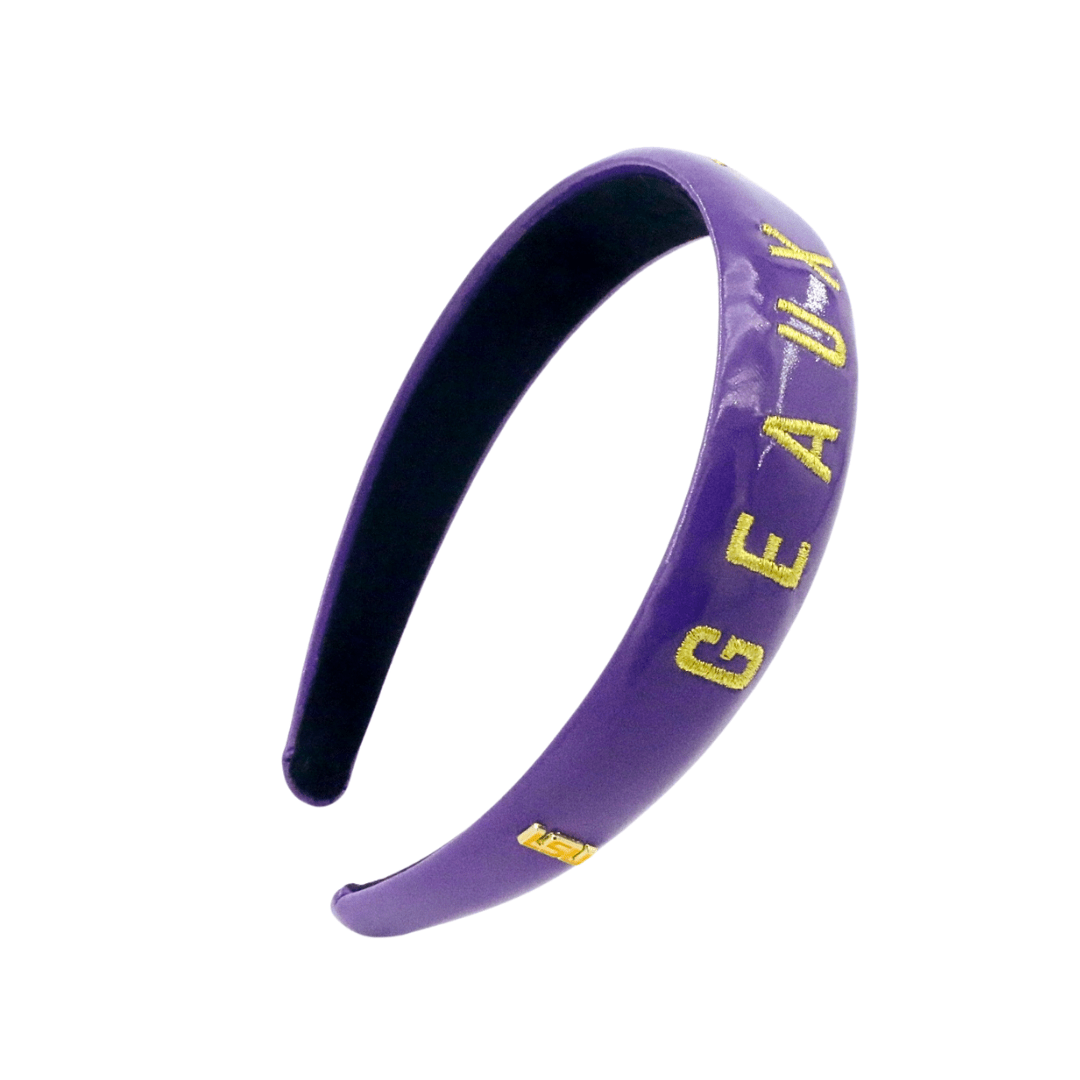 NEW BRIANNA CANNON purple headband Brianna Cannon LSU Purple Thin Embroidered Ribbon Bow  main image 4