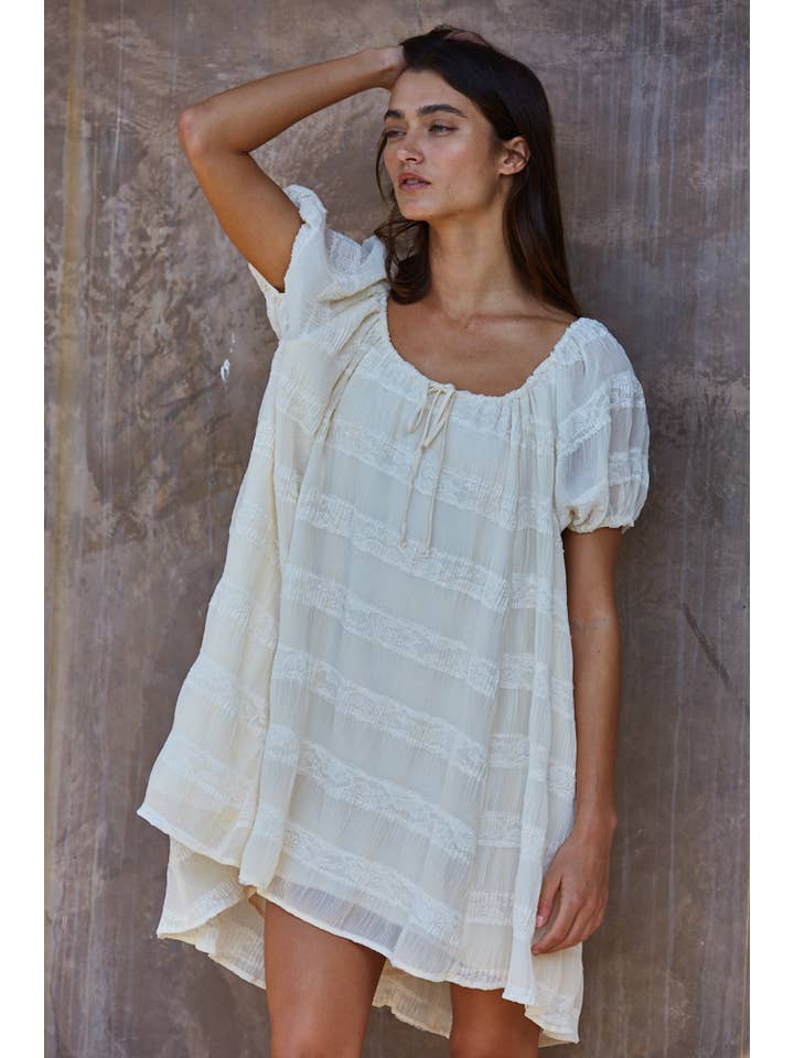 Lace Striped Baby Doll Dress
