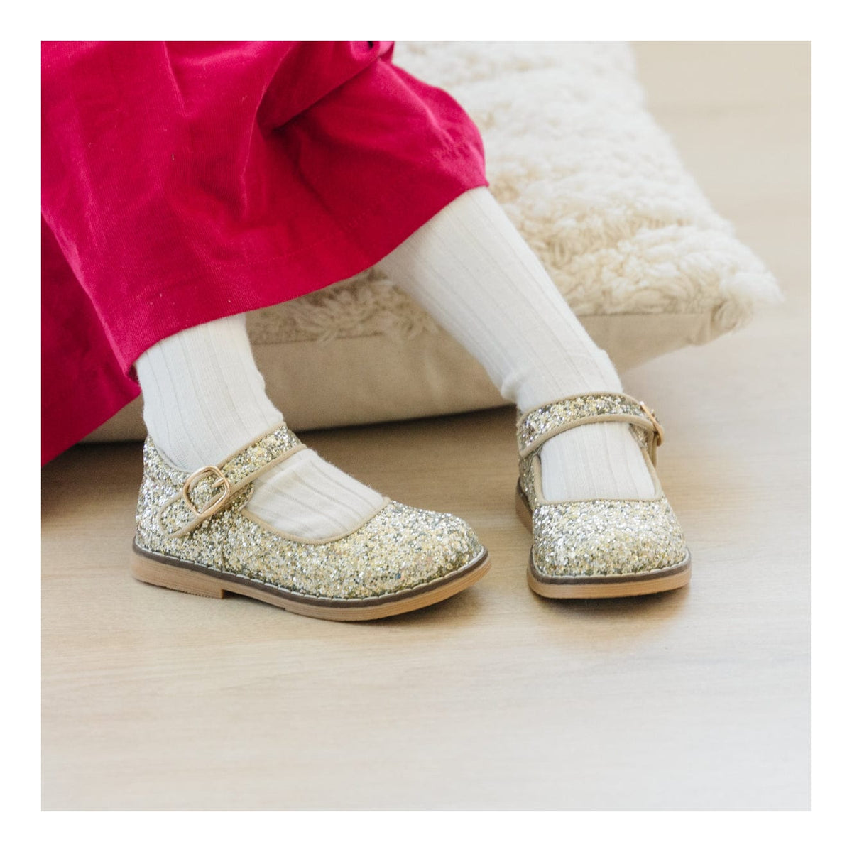 L'Amour Shoes L'Amour Natasha Glitter Mary Jane in Glitter Champagne - Little Miss Muffin Children & Home