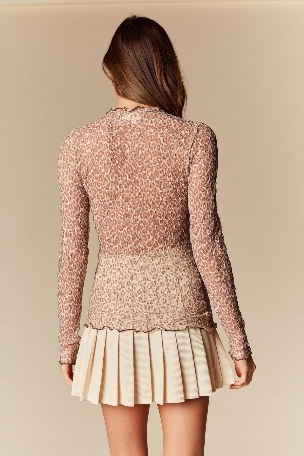 Leopard Lace Sheer Long Sleeve Top