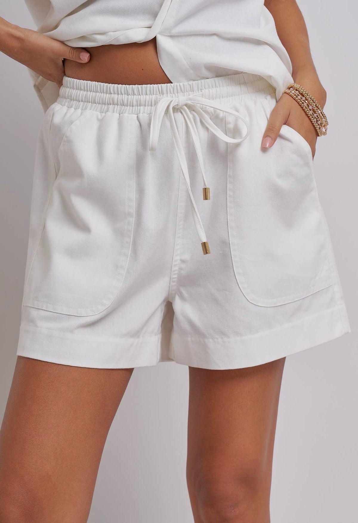 Linen Drawstring Relaxed Shorts
