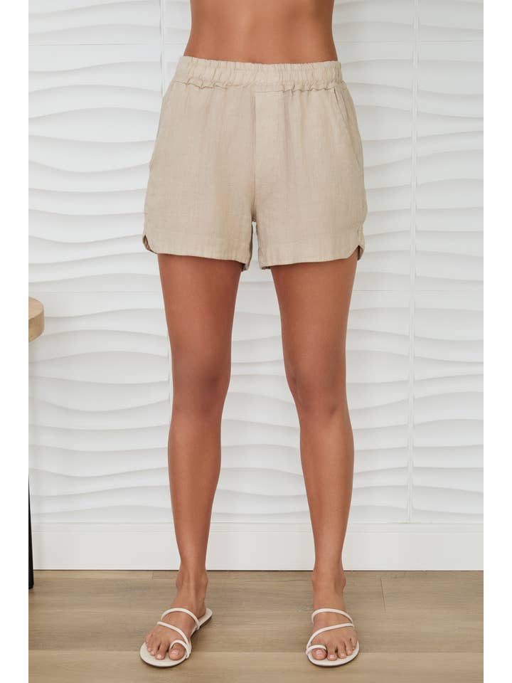 Linen Shorts in Earth Beige