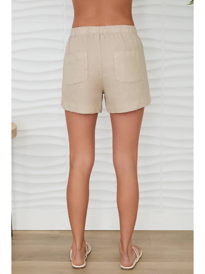 Linen Shorts in Earth Beige