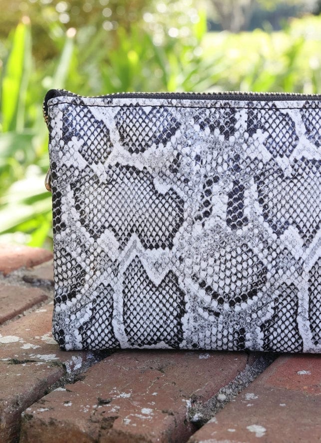Liz Custom Crossbody Bag - Embossed Vegan Snake in Charcoal