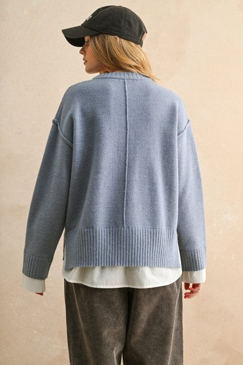 long sleeve blue sweater shirt