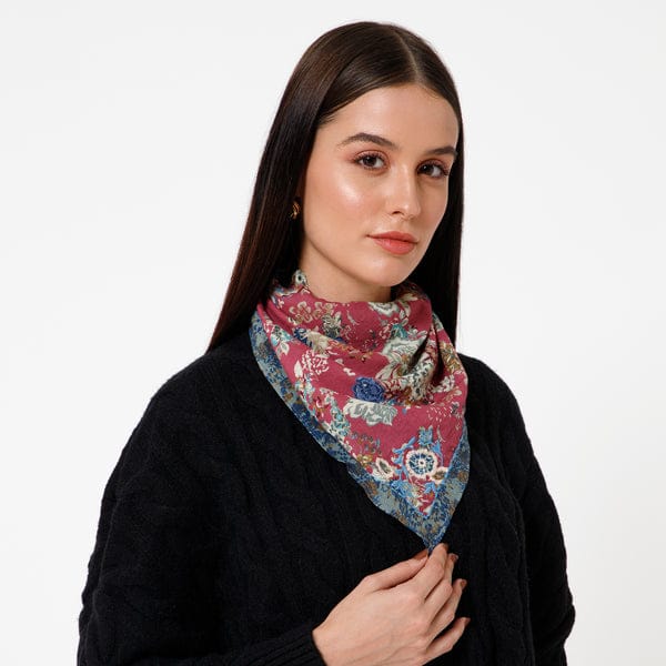 Mahroon Retro Bloom Scarf