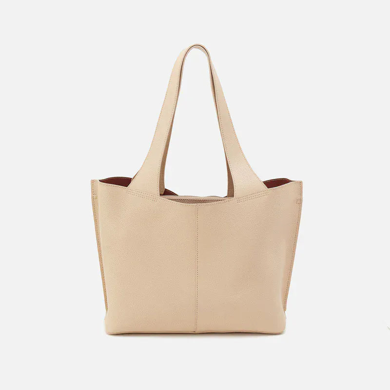 Vida Tote in Micro Pebbled Leather - Almond/Coconut