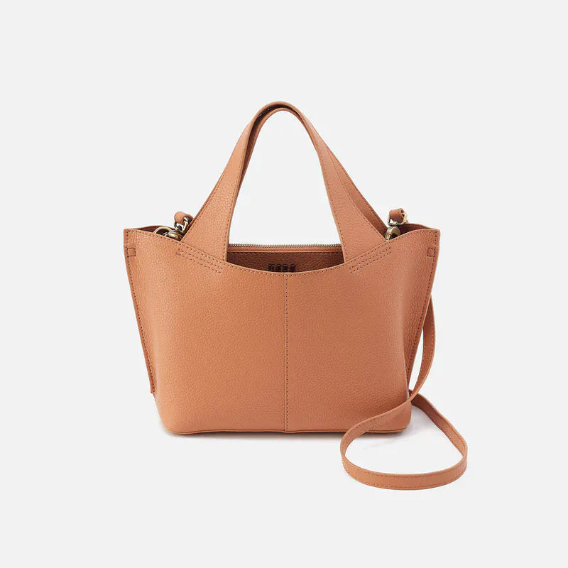 Vida Small Tote in Micro Pebbled Leather - Biscuit/Coconut