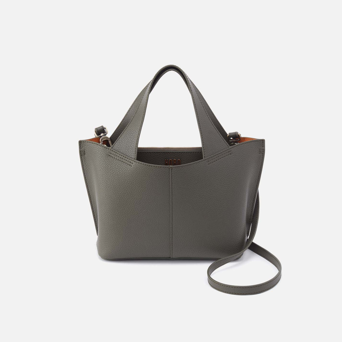 small leather tote bag with long strap