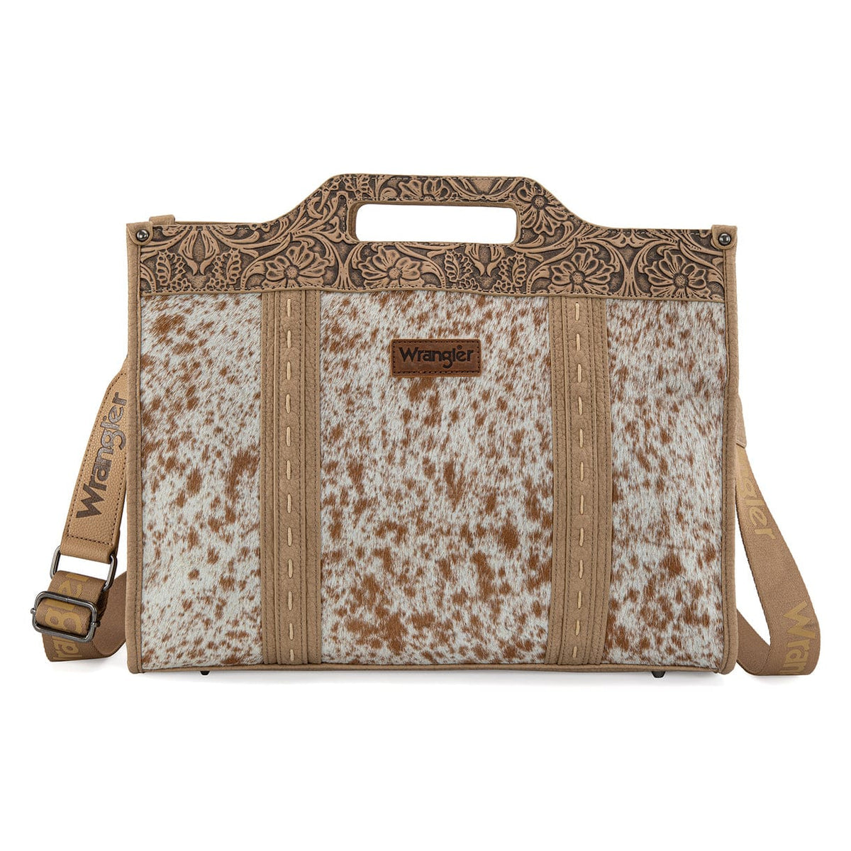 Tan Wrangler Genuine Cowhide Large Tote/Crossbody