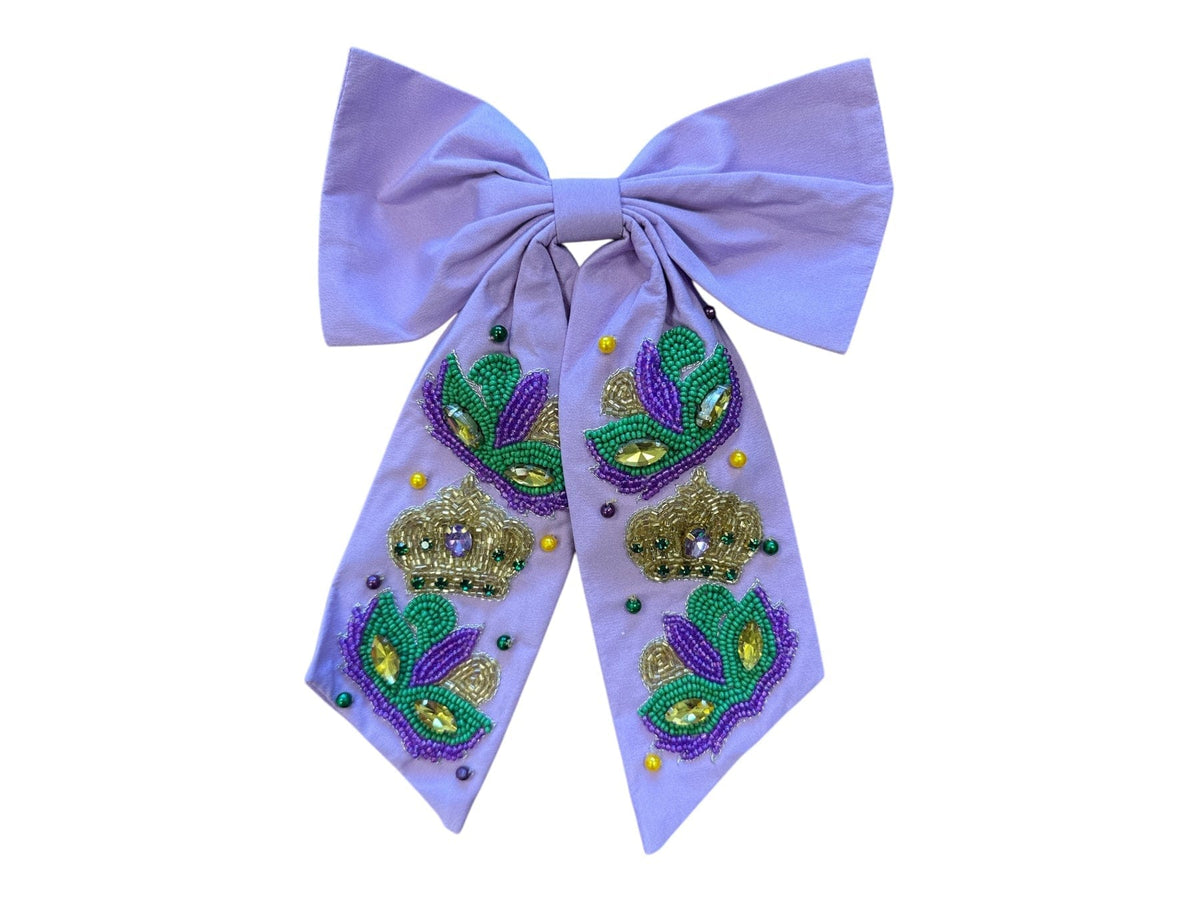 Mardi Gras Crown & Mask on Bow