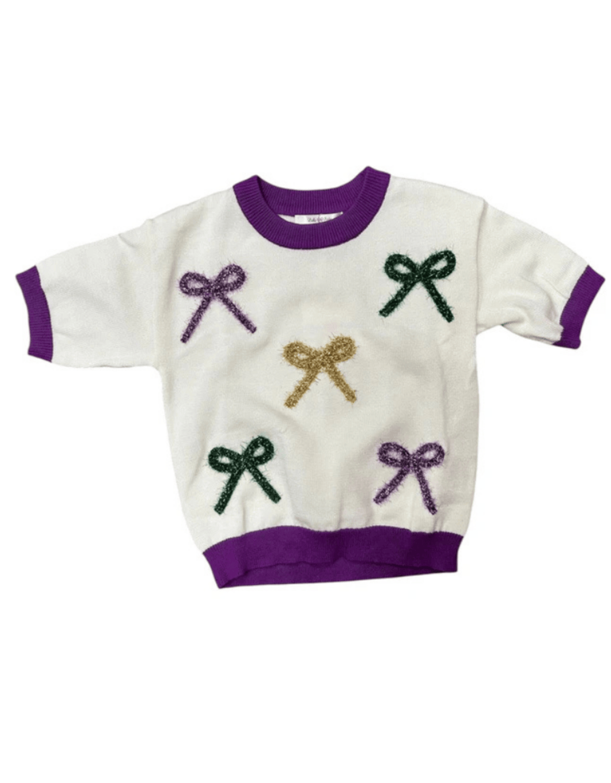 Mardi Gras Bows Short Sleeve Iris Top
