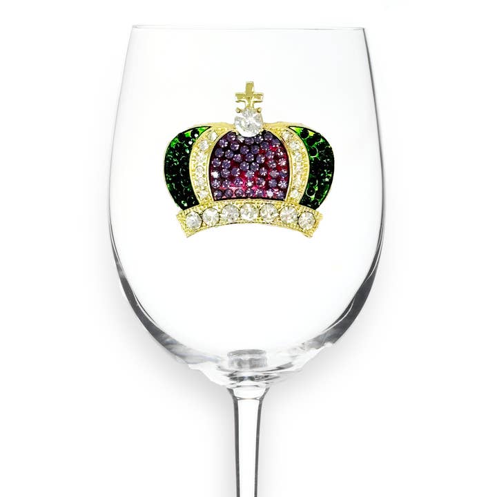 Mardi Gras Crown Stemmed Wine