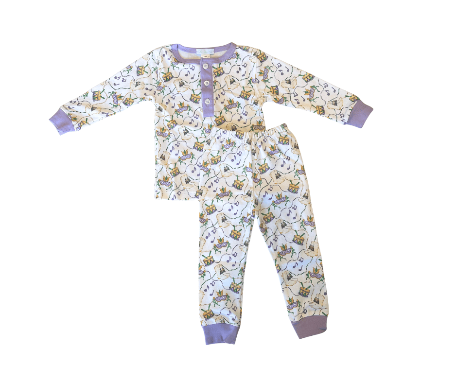 Mardi Gras Drums Long Sleeve Pima Boy's PJ Set