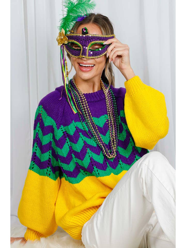 Mardi Gras Knitted Sweater