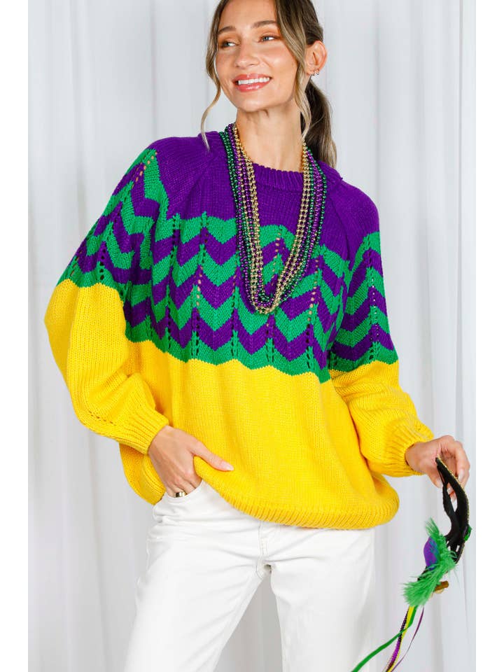Mardi Gras Knitted Sweater