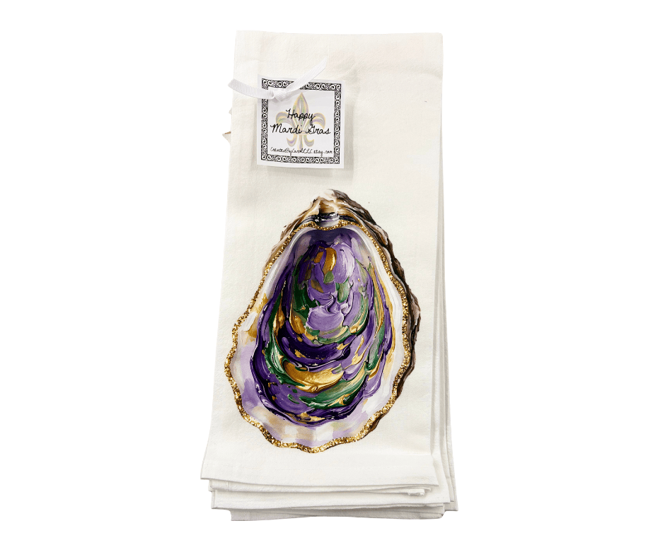 Mardi Gras Painted Oyster Towel